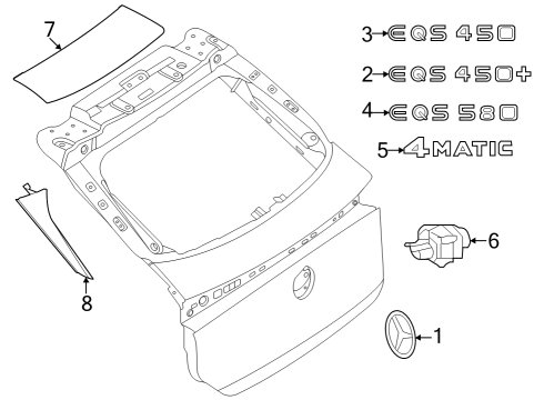 2024 Mercedes-Benz EQS 450+ SUV Exterior Trim - Lift Gate Diagram