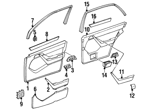 1992 Mercedes-Benz 300TE Front Door Trim, Rear Door Trim Diagram