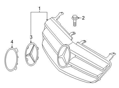 Grille Assembly Diagram for 251-880-03-83-9776