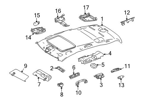 2009 Mercedes-Benz GL550 Interior Trim - Roof Diagram