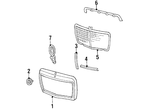 1992 Mercedes-Benz 300TE Grille & Components Diagram