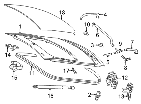 2018 Mercedes-Benz AMG GT Trunk Lid & Components Diagram 1