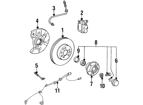 1999 Mercedes-Benz CL500 Front Brakes Diagram