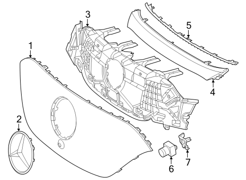 2023 Mercedes-Benz EQE 350+ SUV Grille & Components Diagram 2