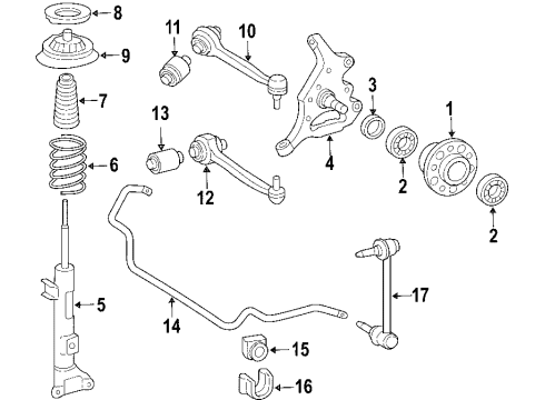 2005 Mercedes-Benz CLK320 Front Suspension, Control Arm Diagram 2