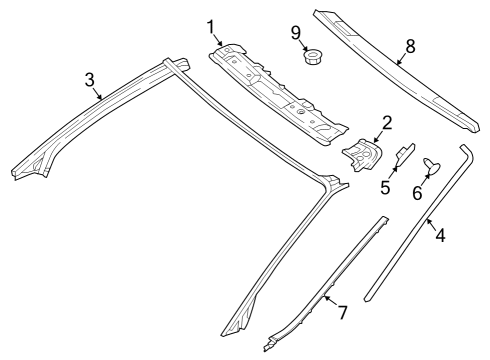 2023 Mercedes-Benz C63 AMG S Windshield Header & Components Diagram