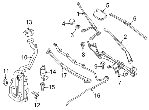 Wiper Arm Cover Diagram for 246-832-00-41-64