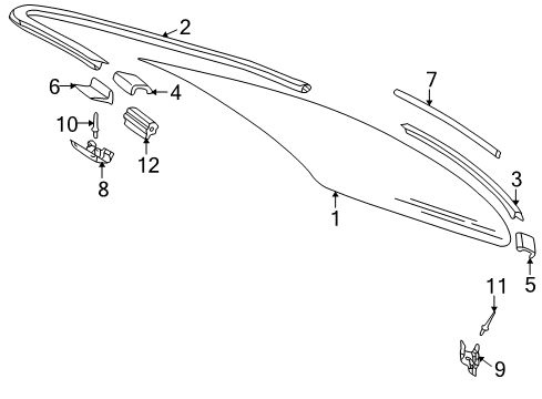 2002 Mercedes-Benz S430 Back Glass, Reveal Moldings Diagram