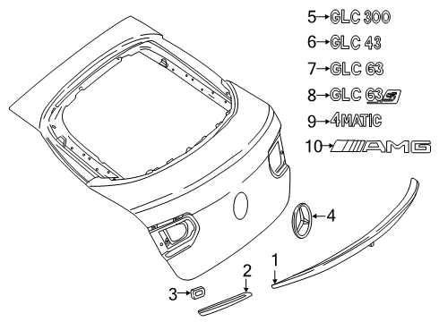 2019 Mercedes-Benz GLC43 AMG Exterior Trim - Lift Gate Diagram 1