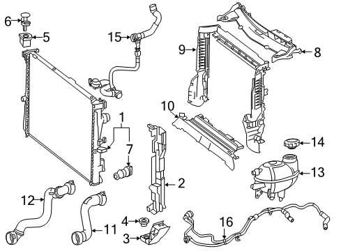 2017 Mercedes-Benz E300 Radiator & Components, Water Pump, Cooling Fan Diagram 1