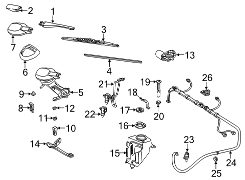 2001 Mercedes-Benz E430 Wiper & Washer Components, Body Diagram