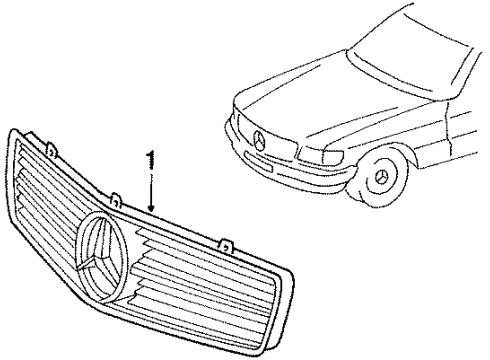 1991 Mercedes-Benz 560SEC Grille & Components Diagram