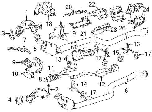 Catalytic Converter Diagram for 212-490-43-47