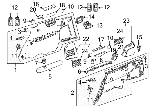 Side Trim Panel Diagram for 166-690-02-01-8N84