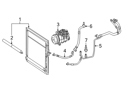 2019 Mercedes-Benz GLE63 AMG S A/C Condenser, Compressor & Lines Diagram 1