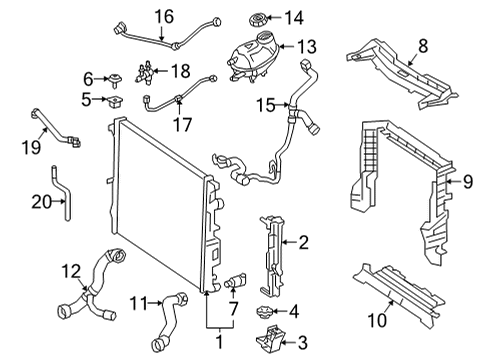 2023 Mercedes-Benz E350 Radiator & Components Diagram