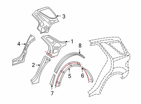 2010 Mercedes-Benz ML450 Inner Structure - Quarter Panel Diagram