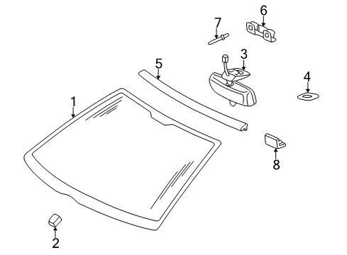 2002 Mercedes-Benz CLK320 Windshield Glass, Reveal Moldings Diagram 2