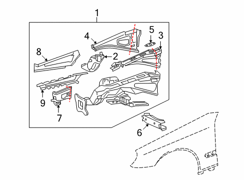 2006 Mercedes-Benz CLS55 AMG Structural Components & Rails Diagram