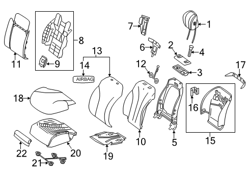 Seat Back Cover Diagram for 222-910-97-07-1B55