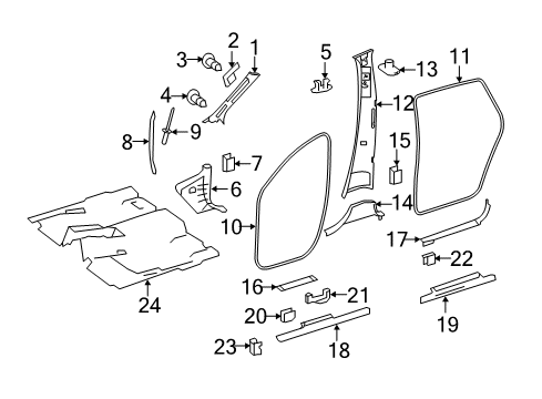 2007 Mercedes-Benz R63 AMG Interior Trim - Pillars, Rocker & Floor Diagram