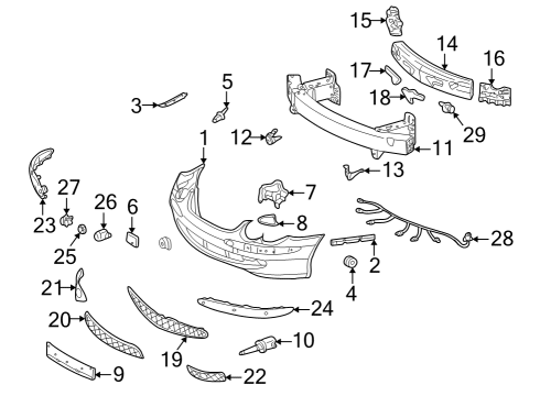 Bumper Cover Insulator Diagram for 230-889-07-95