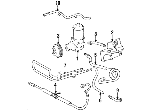 1990 Mercedes-Benz 300TE P/S Pump & Hoses, Steering Gear & Linkage Diagram 2