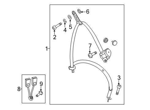 Seat Belt Assembly Fastener Diagram for 001-994-70-45