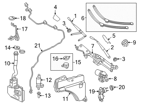 2018 Mercedes-Benz GLE43 AMG Wiper & Washer Components Diagram 3