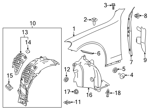 2021 Mercedes-Benz E53 AMG Fender & Components Diagram 1