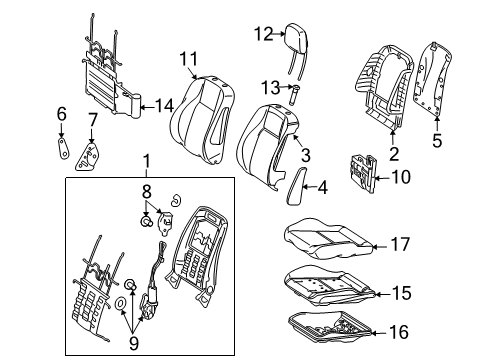 2014 Mercedes-Benz GLK350 Driver Seat Components Diagram