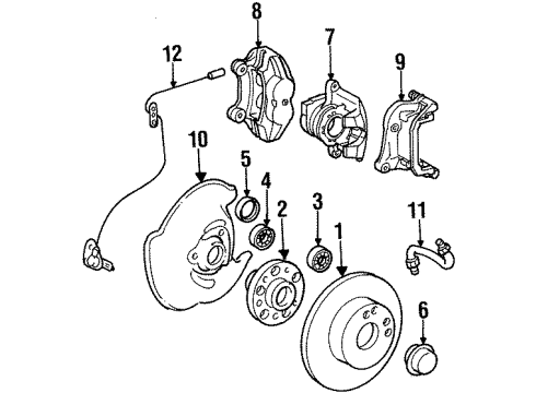 1991 Mercedes-Benz 300E Front Brakes Diagram 2