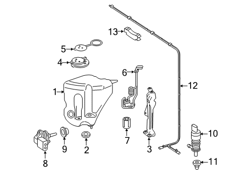 2013 Mercedes-Benz CL600 Wiper & Washer Components Diagram 1