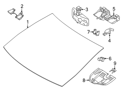 2023 Mercedes-Benz EQS 580 Glass - Windshield Diagram