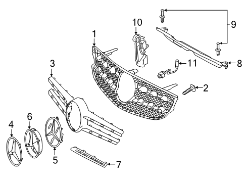 2018 Mercedes-Benz GLC350e Grille & Components Diagram 2