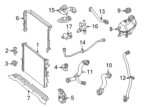 2020 Mercedes-Benz GLC43 AMG Radiator & Components Diagram 1