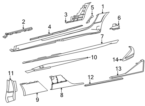 Rocker Molding Retainer Diagram for 190-691-00-14