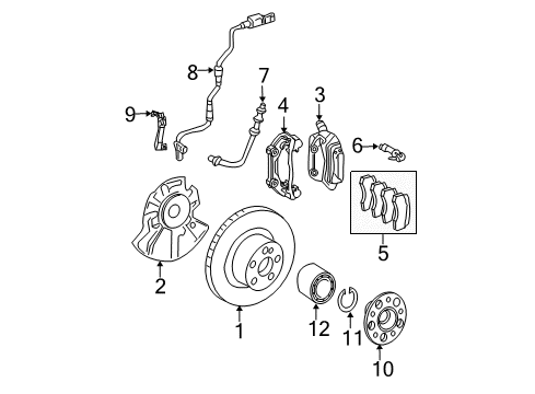 2005 Mercedes-Benz E55 AMG Front Brakes Diagram 1