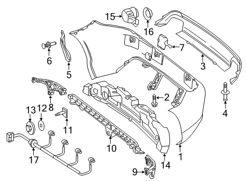 Bumper Cover Diagram for 172-885-14-25-9999