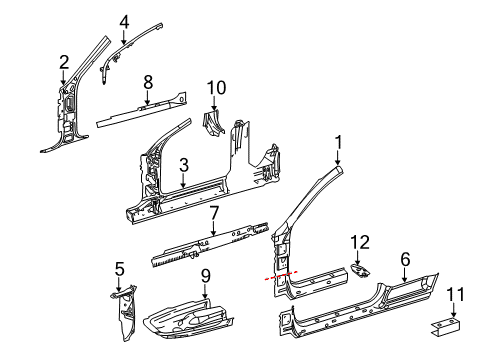 Rocker Reinforcement Diagram for 216-630-26-16