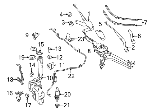 2015 Mercedes-Benz E63 AMG S Windshield - Wiper & Washer Components Diagram