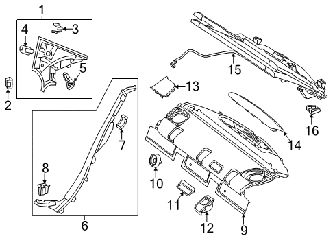 Upper Quarter Trim Cover Diagram for 205-692-04-21-1B88