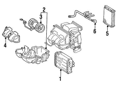 1987 Mercedes-Benz 300E A/C Evaporator & Heater Components Diagram