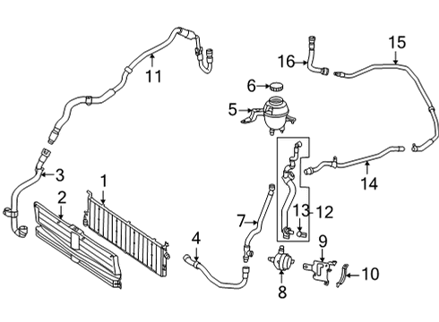 2021 Mercedes-Benz S500 Radiator & Components Diagram 1