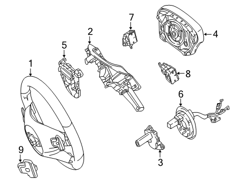 Steering Wheel Diagram for 166-460-19-18-9E38