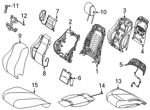 2024 Mercedes-Benz GLE63 AMG S Driver Seat Components Diagram 1