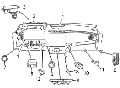 2023 Mercedes-Benz EQS 450 Cluster & Switches, Instrument Panel Diagram 3