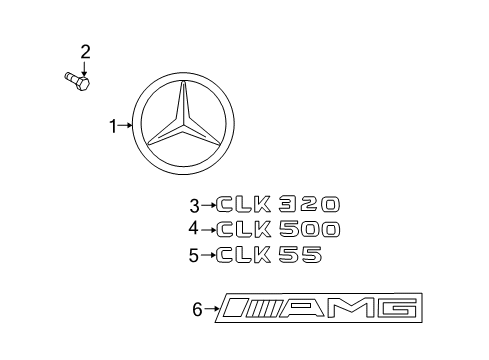 2004 Mercedes-Benz CLK55 AMG Exterior Trim - Trunk Lid Diagram 2