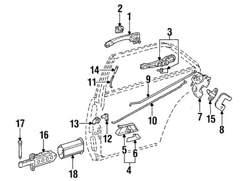 1992 Mercedes-Benz 300TE Rear Door - Lock & Hardware Diagram