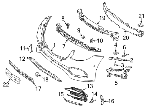 Bumper Cover Diagram for 213-885-68-02-64-9999